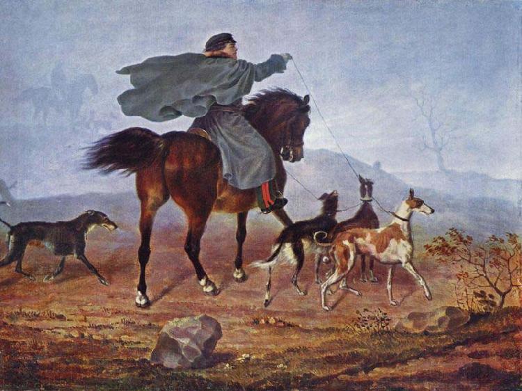 Franz Kruger Ausritt zur Jagd Norge oil painting art